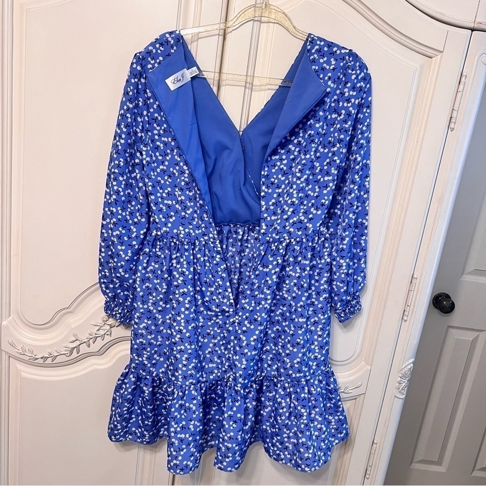 Eliza J Floral Long Sleeve Fit & Flare Cherries Dress, Size 4 - Picture 12 of 13